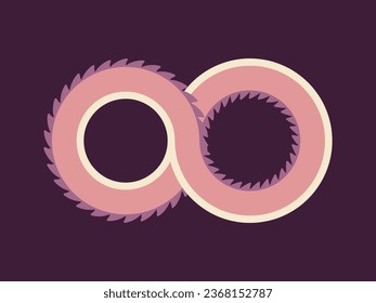 illustration of a dragon forming an infinity symbol.  vector flat design.