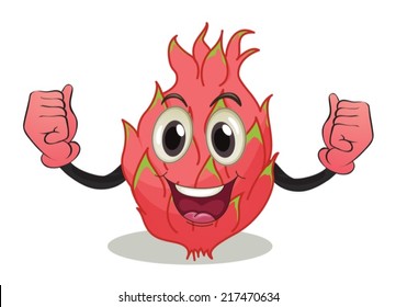 Ilustración de una fruta de dragón con cara