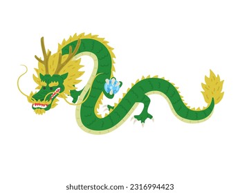 An illustration of a dragon holding a ball.