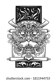 illustration of dragon, japanese dragon art  vector illustration