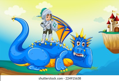 Illustration of a dragon and a knight