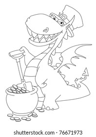 illustration of a dragon Leprechaun outlined