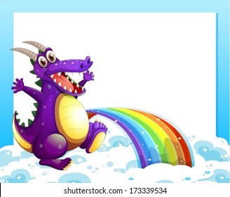 Illustration of a dragon near the rainbow in front of the empty template