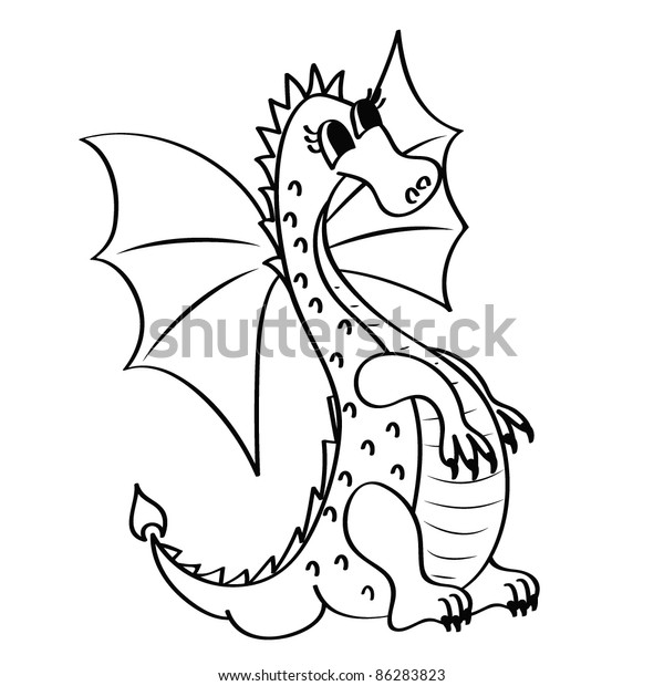 Illustration Dragon Outline Stock Vector (Royalty Free) 86283823