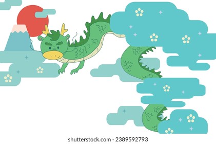 Illustration of a dragon peeking through the clouds