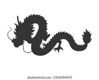 Illustration of a dragon silhouette.