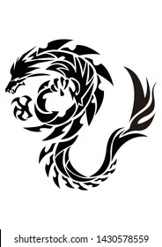 
Illustration of a dragon for a sticker.Tribal Dragon for tattoo.