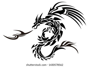 Vector Illustration Set Tribal Dragon Tattoo Stock Vector (Royalty Free ...