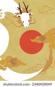 Illustration of dragon and sunrise on New Year's Day,　Vector illustration
