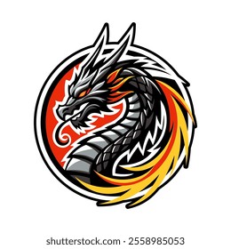 Illustration of a dragon with a transparent background for sticker and logo design