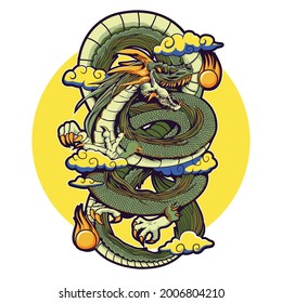 illustration of dragon vector design isolated good for tshirt design