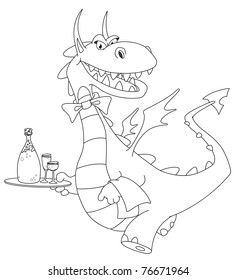 illustration of a dragon waiter