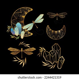 Ilustración de una libélula con diamantes