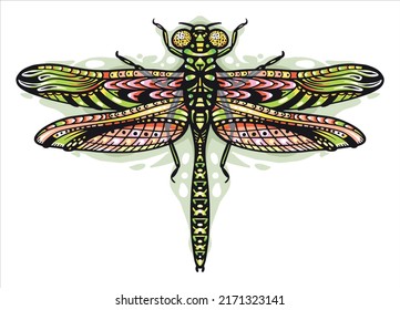 Illustration of for dragonfly stickers, tattoos and designs