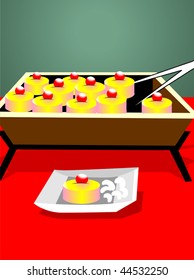Illustration of draw with cake	