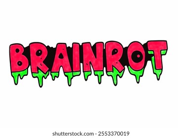 An illustration drawing about the terminology of Brainrot.