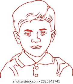 Illustration drawing a boy's face sketch and vector.