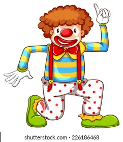 Illustration of a drawing of a clown dancing on a white background 