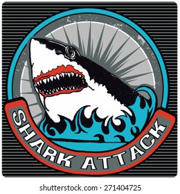 illustration drawing dangerous shark. Vector illustration.