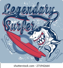 illustration drawing dangerous shark. Vector illustration.