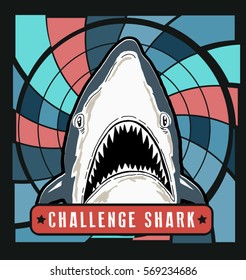 illustration drawing dangerous shark. Vector illustration.