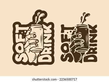 Illustration drawing design of hand holding a can of soft drink
