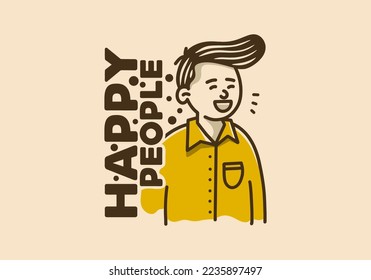 Diseño de dibujos ilustrativos de un hombre con pelo inclinado