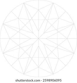 Illustration drawing of a diamond round cut top view
