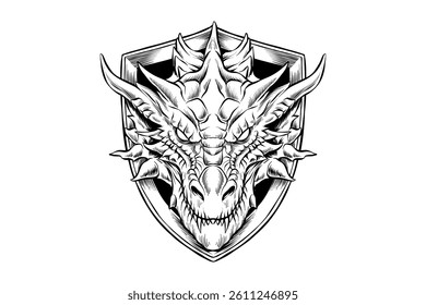 illustration drawing dragon dragon in shield
