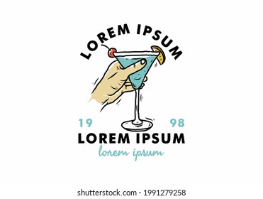 Illustration drawing of hand holding summer drink design