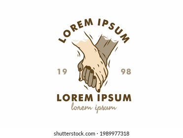 Illustration drawing of holding hands design