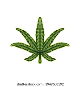 illustration drawing marijuana leaf vector