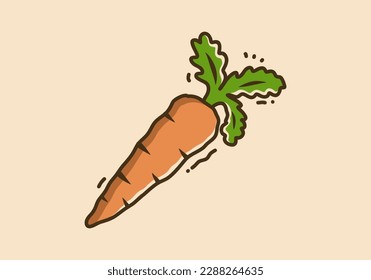 Illustration drawing of orange carrot vegetable
