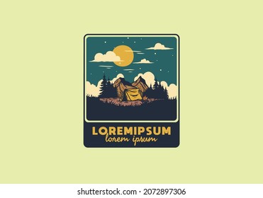 illustration drawing of overnight camping design
