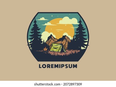 illustration drawing of overnight camping design