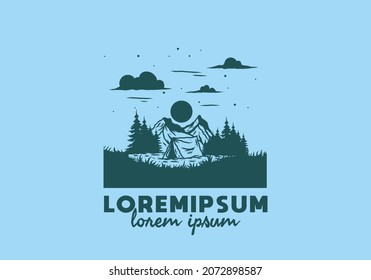 dibujo ilustrativo del diseño de acampada nocturna
