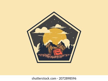 illustration drawing of overnight camping design