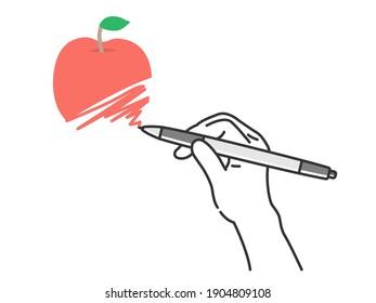 An illustration of drawing a picture with a pen.