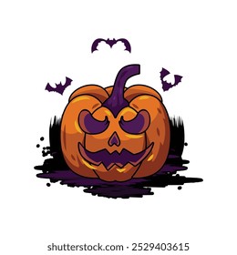 Dibujo de ilustración de cara de miedo calabaza de halloween gráfico