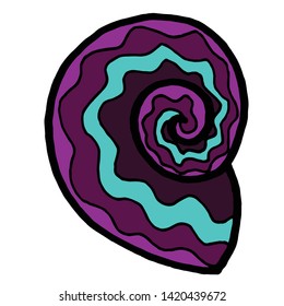 Illustration drawing of a seashell underwater world
