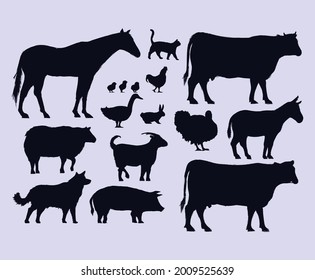 Illustration drawing style of farm animals collection Vector