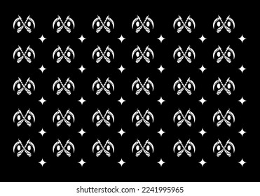 Illustration drawing of twin sickle ans eyes pattern tattoo design