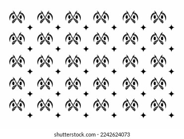 Illustration drawing of twin sickle ans eyes pattern tattoo design