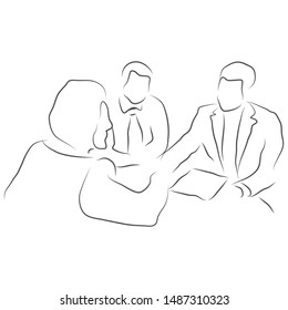 illustration drawing vector for the handshake over a signed contract