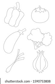 illustration of drawing vegetables with outline art vector for kids and preschool - eps 10