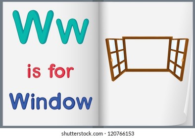 ilustración del dibujo de una ventana en un libro sobre un fondo blanco