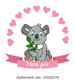 Illustration drawn by animal declaration of love and typography elements