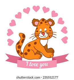 Illustration drawn by animal declaration of love and typography elements