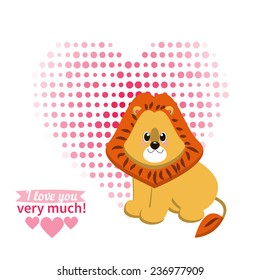 Illustration drawn by animal declaration of love and typography elements