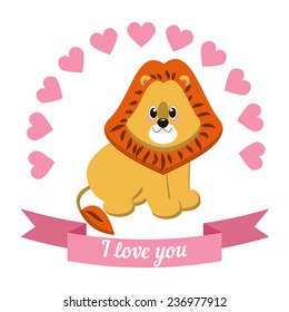 Illustration drawn by animal declaration of love and typography elements